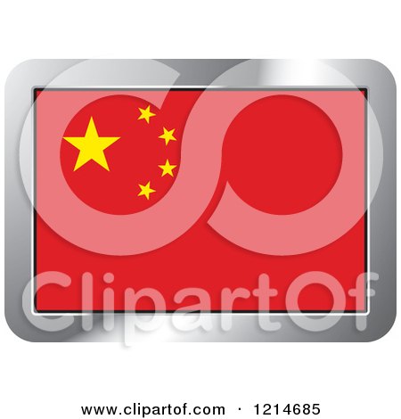 Clipart of a China Flag and Silver Frame Icon - Royalty Free Vector Illustration by Lal Perera