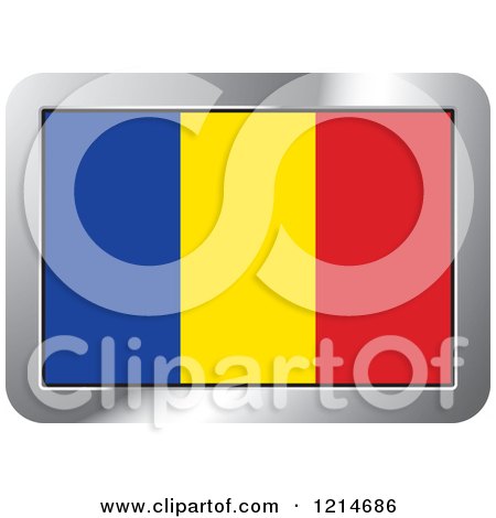 Clipart of a Chad Flag and Silver Frame Icon - Royalty Free Vector Illustration by Lal Perera