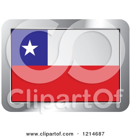 Clipart of a Chile Flag and Silver Frame Icon - Royalty Free Vector Illustration by Lal Perera