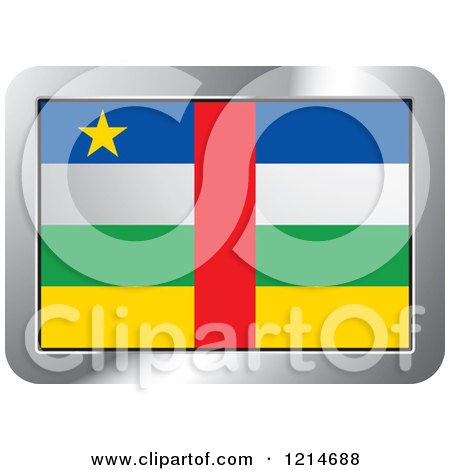 Clipart of a Central African Republic Flag and Silver Frame Icon - Royalty Free Vector Illustration by Lal Perera