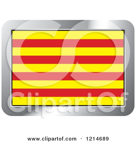 Clipart of a Catalonia Flag and Silver Frame Icon - Royalty Free Vector Illustration by Lal Perera