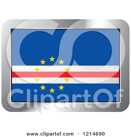 Clipart of a Cape Verde Flag and Silver Frame Icon - Royalty Free Vector Illustration by Lal Perera