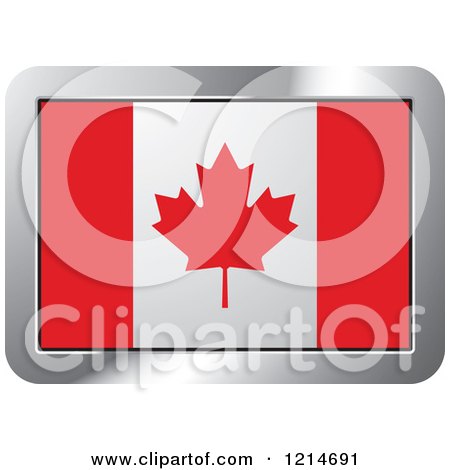 Clipart of a Canada Flag and Silver Frame Icon - Royalty Free Vector Illustration by Lal Perera