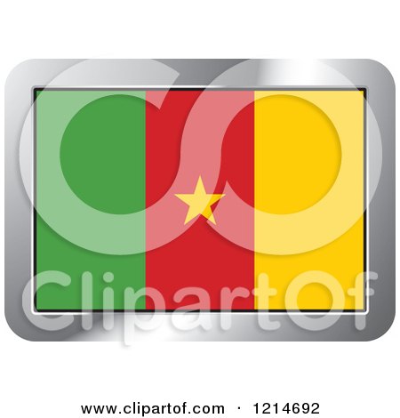 Clipart of a Cameroon Flag and Silver Frame Icon - Royalty Free Vector Illustration by Lal Perera