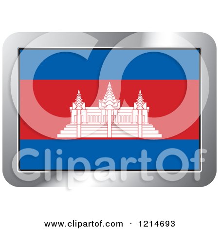 Clipart of a Cambodia Flag and Silver Frame Icon - Royalty Free Vector Illustration by Lal Perera