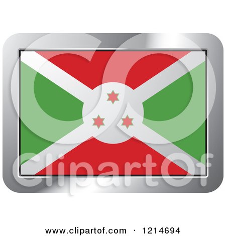 Clipart of a Burundi Flag and Silver Frame Icon - Royalty Free Vector Illustration by Lal Perera