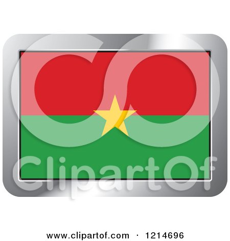 Clipart of a Burkina Faso Flag and Silver Frame Icon - Royalty Free Vector Illustration by Lal Perera