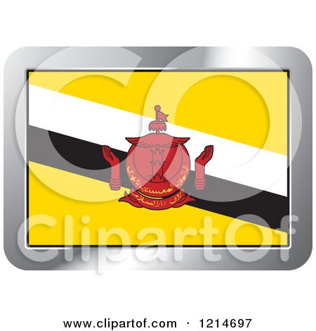 Clipart of a Brunei Flag and Silver Frame Icon - Royalty Free Vector Illustration by Lal Perera