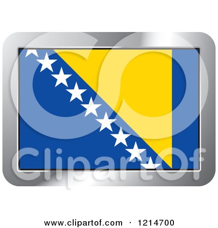 Clipart of a Bosnia and Herzegovina Flag and Silver Frame Icon - Royalty Free Vector Illustration by Lal Perera