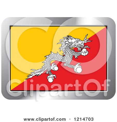 Clipart of a Bhutan Flag and Silver Frame Icon - Royalty Free Vector Illustration by Lal Perera
