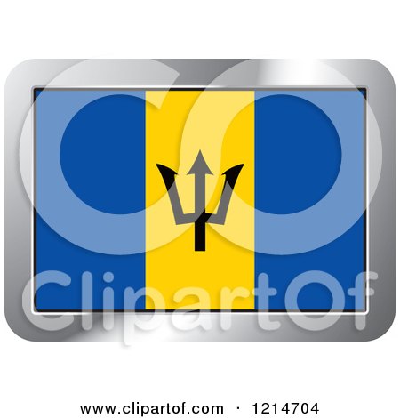 Clipart of a Barbados Flag and Silver Frame Icon - Royalty Free Vector Illustration by Lal Perera