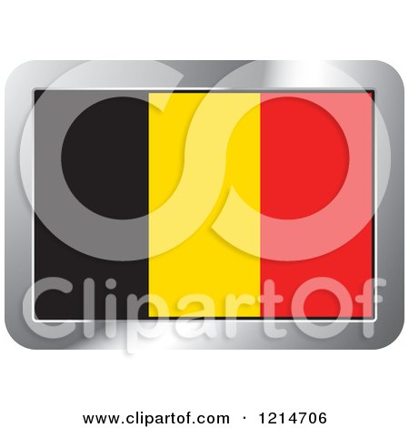 Clipart of a Belgium Flag and Silver Frame Icon - Royalty Free Vector Illustration by Lal Perera