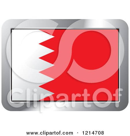 Clipart of a Bahrain Flag and Silver Frame Icon - Royalty Free Vector Illustration by Lal Perera