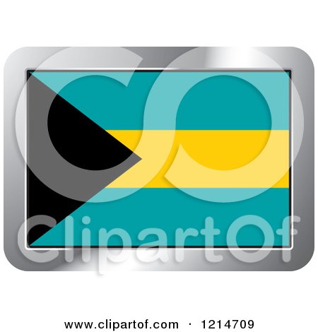 Clipart of a Bahamas Flag and Silver Frame Icon - Royalty Free Vector Illustration by Lal Perera