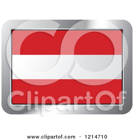 Clipart of an Austria Flag and Silver Frame Icon - Royalty Free Vector Illustration by Lal Perera