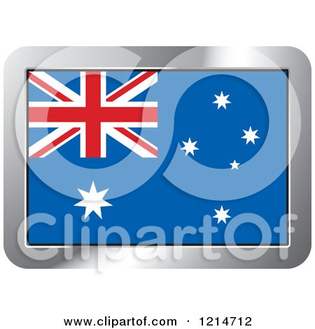 Clipart of an Australia Flag and Silver Frame Icon - Royalty Free Vector Illustration by Lal Perera