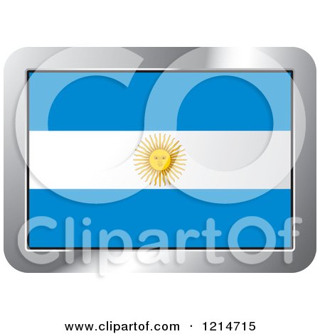 Clipart of an Argentina Flag and Silver Frame Icon - Royalty Free Vector Illustration by Lal Perera