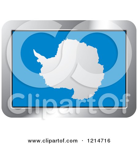Clipart of an Antarctica Flag and Silver Frame Icon - Royalty Free Vector Illustration by Lal Perera