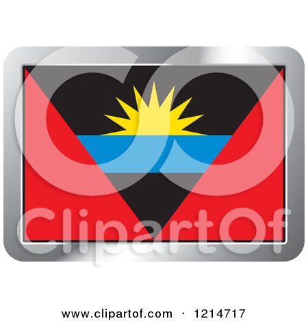 Clipart of an Antigua Flag and Silver Frame Icon - Royalty Free Vector Illustration by Lal Perera