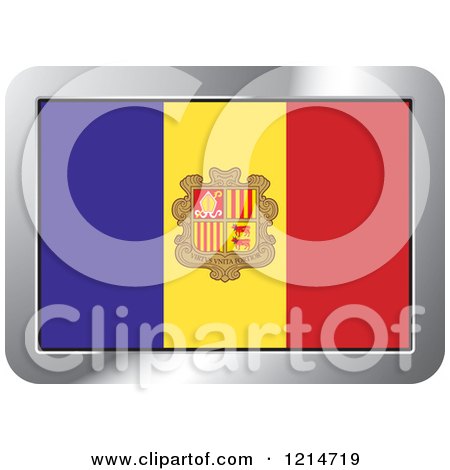Clipart of an Andorra Flag and Silver Frame Icon - Royalty Free Vector Illustration by Lal Perera