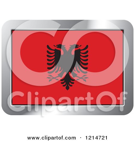Clipart of an Albania Flag and Silver Frame Icon - Royalty Free Vector Illustration by Lal Perera