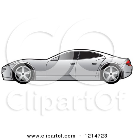 Clipart of a Silver Four Door Sports Car - Royalty Free Vector Illustration by Lal Perera