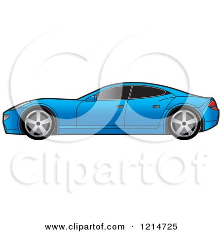 Clipart of a Blue Four Door Sports Car - Royalty Free Vector Illustration by Lal Perera