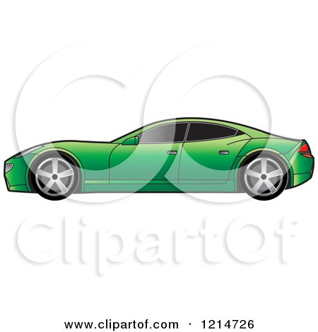 Clipart of a Green Four Door Sports Car - Royalty Free Vector Illustration by Lal Perera