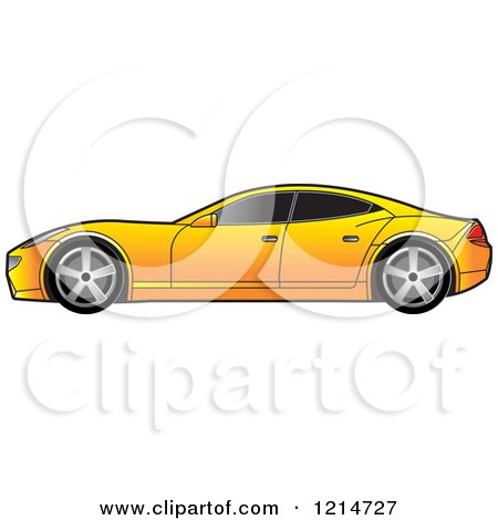Clipart of a Yellow Four Door Sports Car - Royalty Free Vector Illustration by Lal Perera