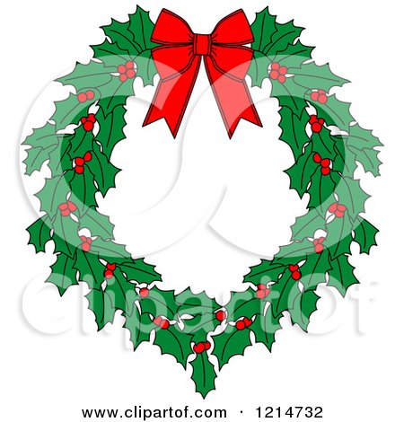 Clipart of a Christmas Holly Wreath 4 - Royalty Free Vector Illustration by Vector Tradition SM