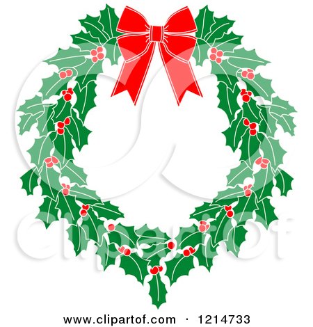Clipart of a Christmas Holly Wreath 3 - Royalty Free Vector Illustration by Vector Tradition SM