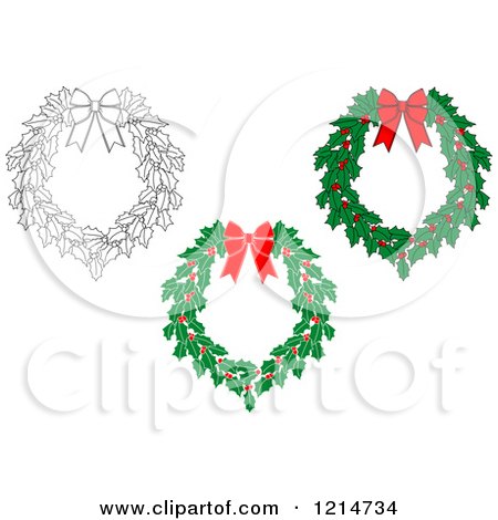 Clipart of Christmas Holly Wreaths 3 - Royalty Free Vector Illustration by Vector Tradition SM