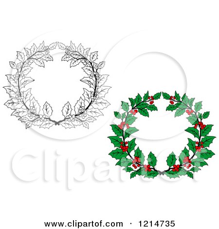 Clipart of Christmas Holly Wreaths 2 - Royalty Free Vector Illustration by Vector Tradition SM