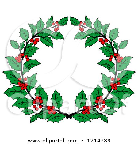 Clipart of a Christmas Holly Wreath 2 - Royalty Free Vector Illustration by Vector Tradition SM