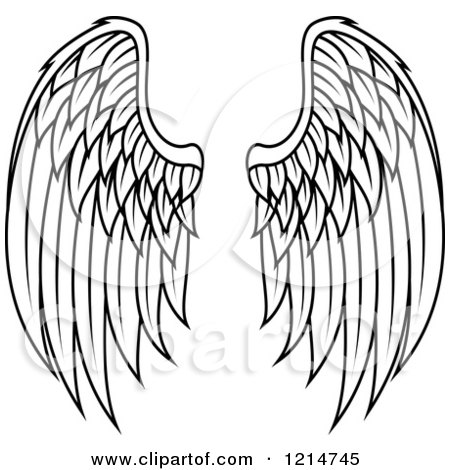 Clipart of a Pair of Black Feathered Wings 16 - Royalty Free Vector Illustration by Vector Tradition SM