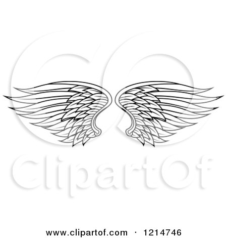Clipart of a Pair of Black Feathered Wings 17 - Royalty Free Vector Illustration by Vector Tradition SM