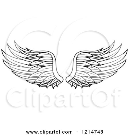 Clipart of a Pair of Black Feathered Wings 15 - Royalty Free Vector Illustration by Vector Tradition SM