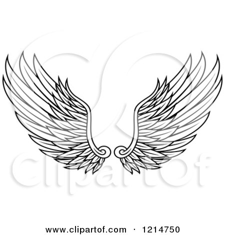 Clipart of a Pair of Black Feathered Wings 13 - Royalty Free Vector Illustration by Vector Tradition SM