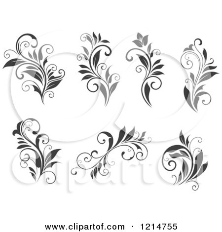 Clipart of Gray Flourish Designs - Royalty Free Vector Illustration by Vector Tradition SM