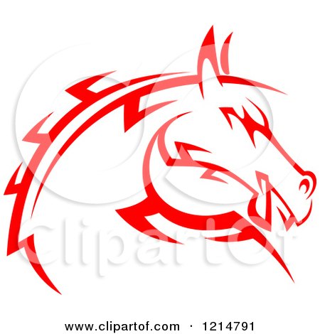 Clipart of a Red Tribal Horse Head 2 - Royalty Free Vector Illustration by Vector Tradition SM