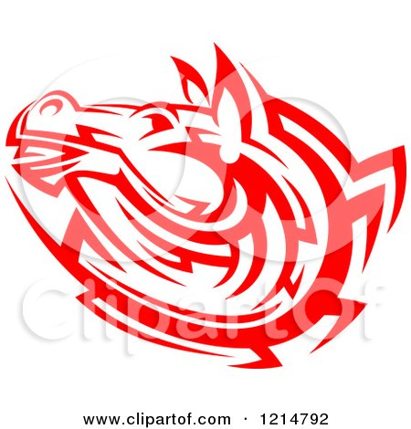 Clipart of a Red Tribal Horse Head - Royalty Free Vector Illustration by Vector Tradition SM
