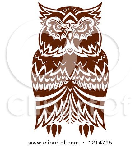 Clipart of a Chubby Brown Owl 4 - Royalty Free Vector Illustration by Vector Tradition SM