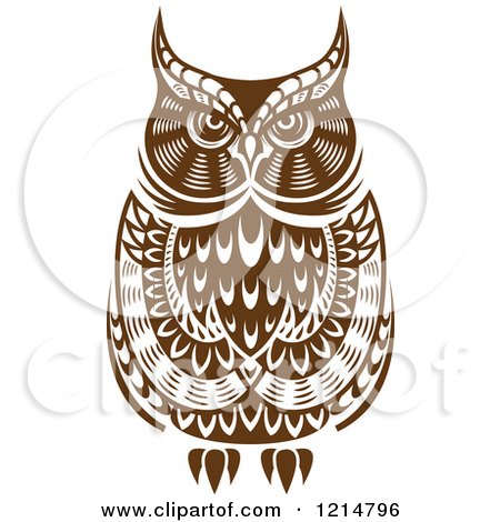 Clipart of a Chubby Brown Owl 3 - Royalty Free Vector Illustration by Vector Tradition SM