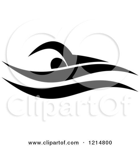 Clipart of a Black and White Swimmer 3 - Royalty Free Vector Illustration by Vector Tradition SM