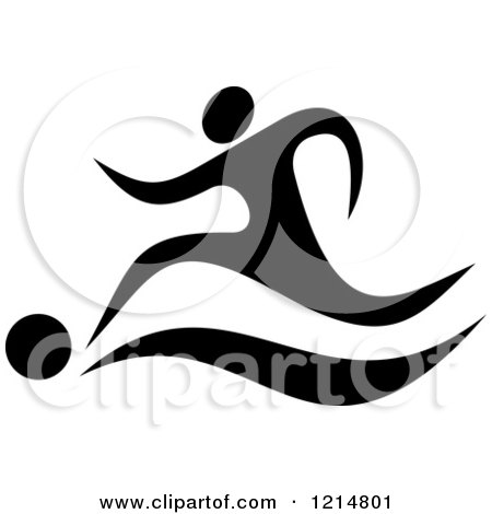 Clipart of a Black and White Soccer Player 2 - Royalty Free Vector Illustration by Vector Tradition SM