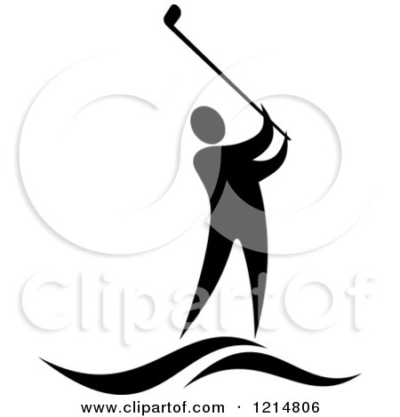Clipart of a Black and White Golfer - Royalty Free Vector Illustration by Vector Tradition SM