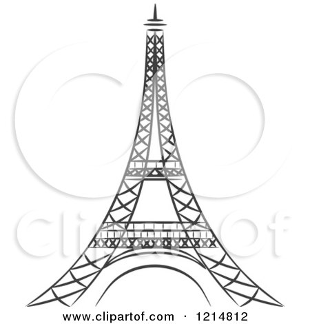 Clipart of a Black and White Sketched Eiffel Tower - Royalty Free Vector Illustration by Vector Tradition SM