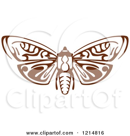 Clipart of a Brown Woodcut Moth - Royalty Free Vector Illustration by Vector Tradition SM