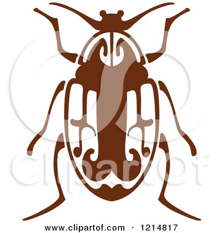 Clipart of a Brown Woodcut Beetle 3 - Royalty Free Vector Illustration by Vector Tradition SM
