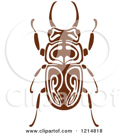 Clipart of a Brown Woodcut Beetle 2 - Royalty Free Vector Illustration by Vector Tradition SM